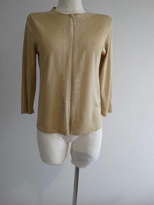 Sweter Blezer Jedwabny 100% Naturalny Jedwab Beżowy Kardigan M/L