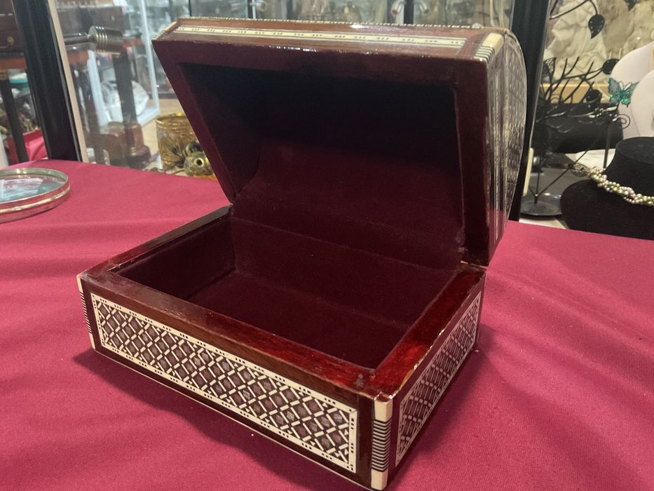 Caixa bau mosaic Sirian moorish madre pérola 16x11x9,5 cm