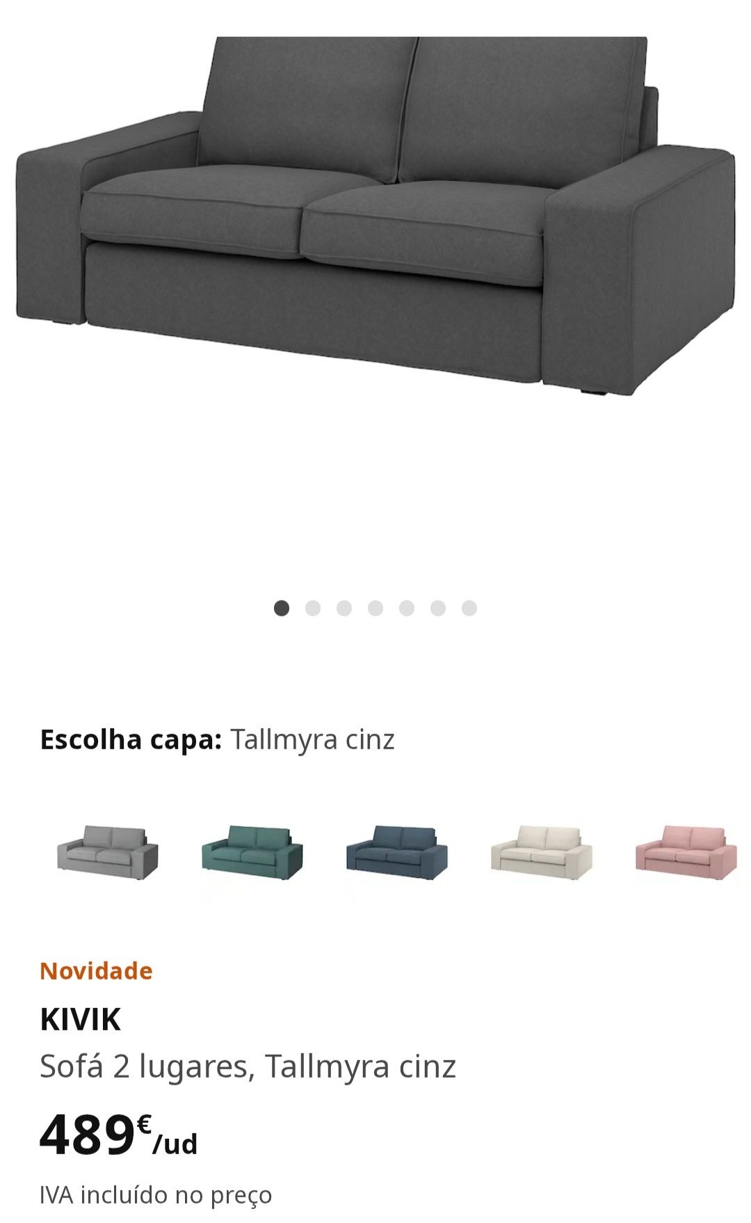 Sofá em tecido cinza, linhas modernas