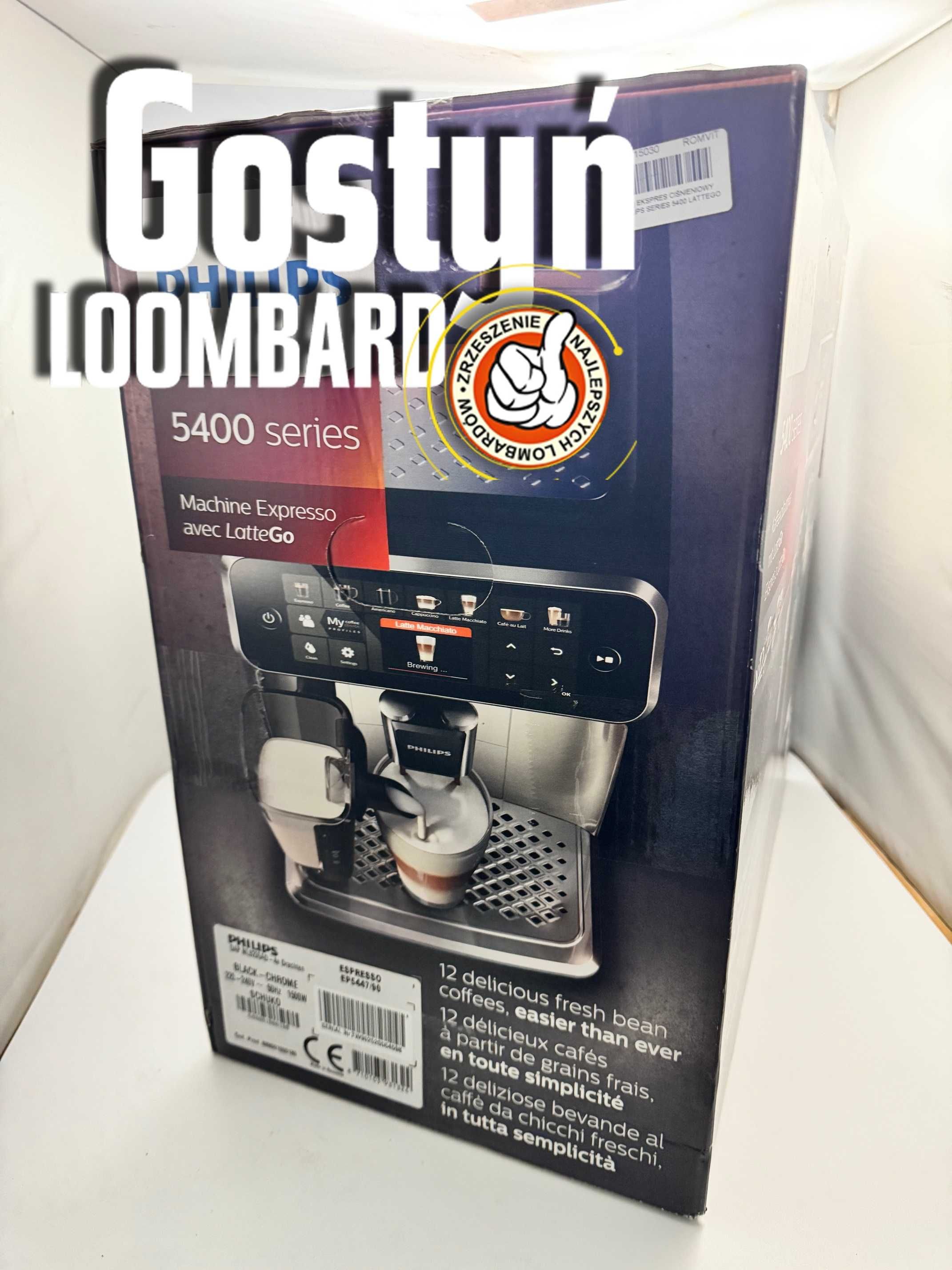 Od Lombard Gostyń Ekspres PHILIPS SERIES 5400 LATTEGO EP5447/90  Nowy!