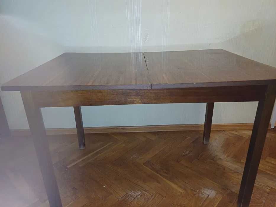 Starodawny rozkładany stół 75x120/160, do renowacji, PRL-wysoki połysk
