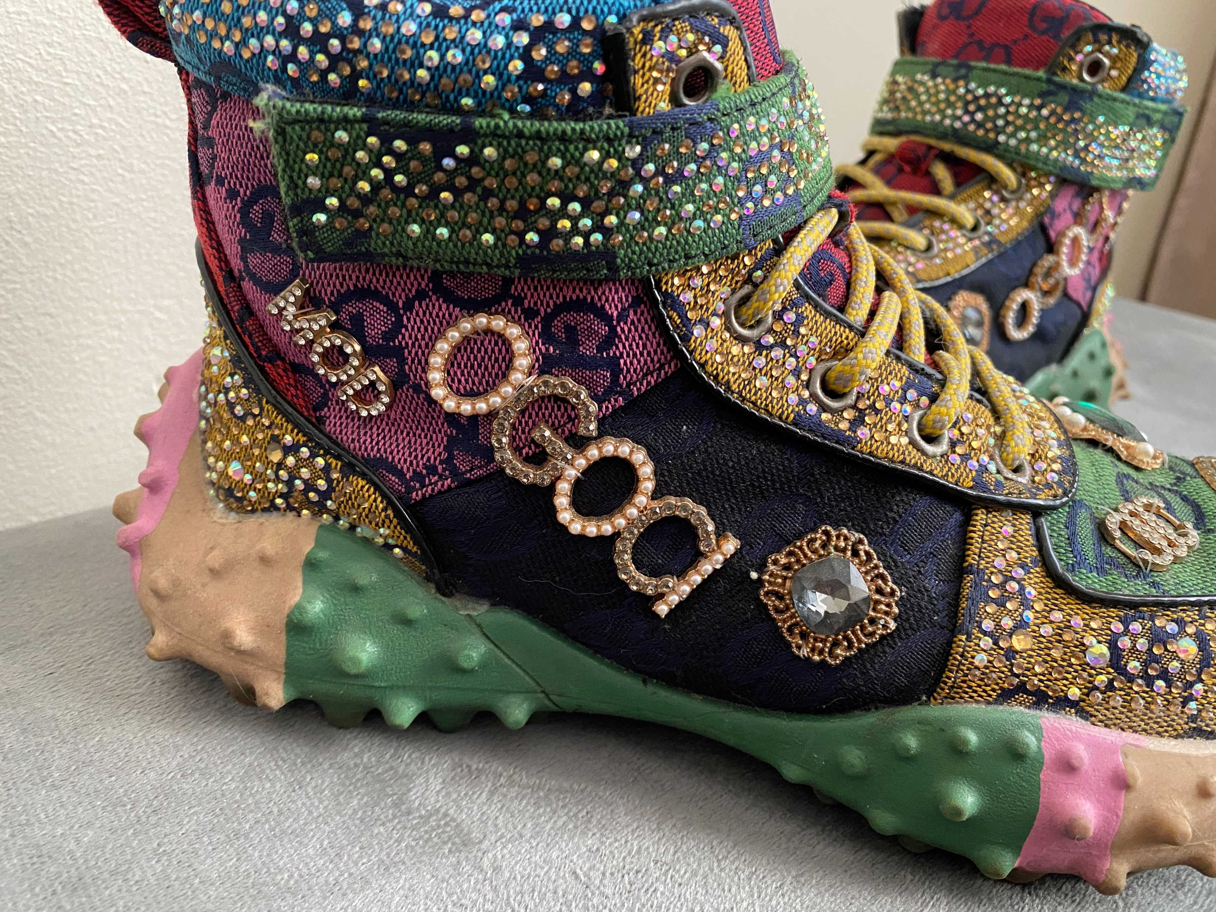 Cudowne  wyższe adidasy biżuteryjne kamienie cyrkonie 38
