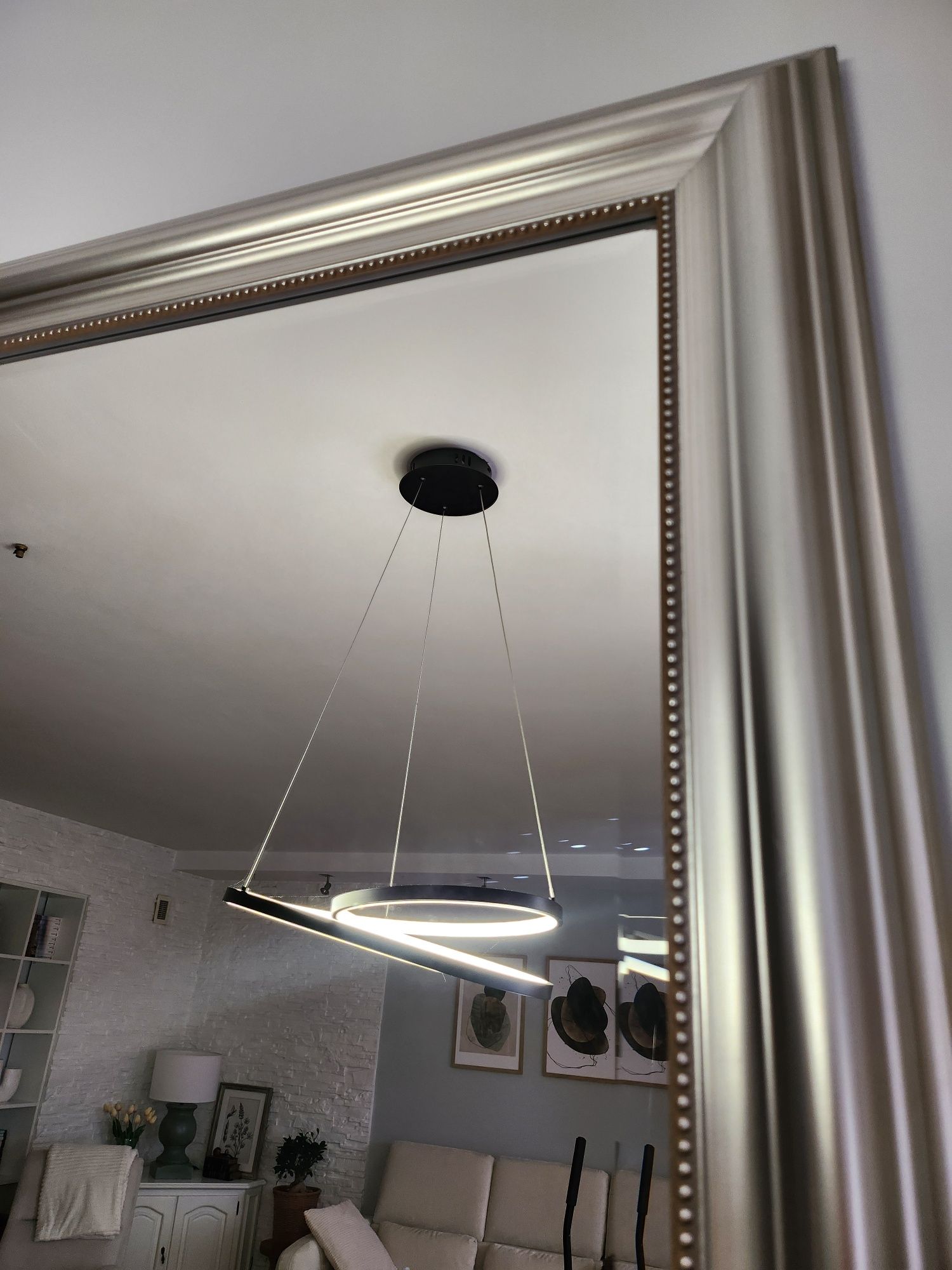 Ikea duże lustro ścienne srebrne