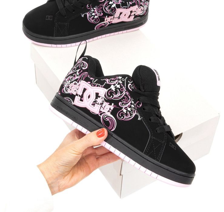 Кеди жіночі DC Shoes Court Graffik Black Pink Кеды женские