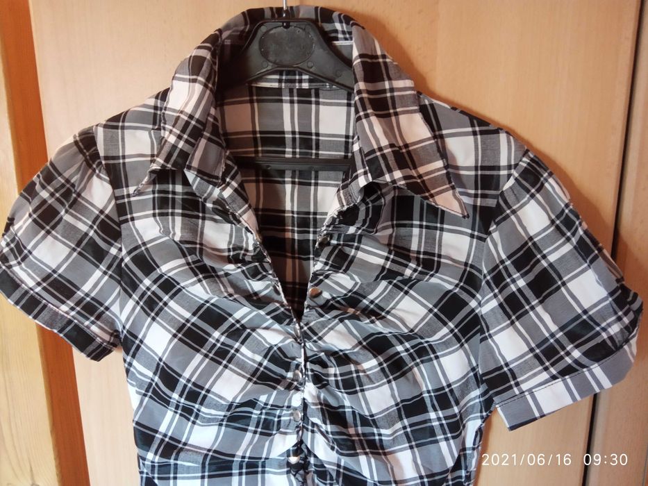 elegancka bluzka koszulka koszula damska krata r. S