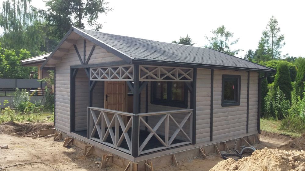 domek drewniany, ogrodowy, letniskowy do 35m2, parterowy, kryty gontem