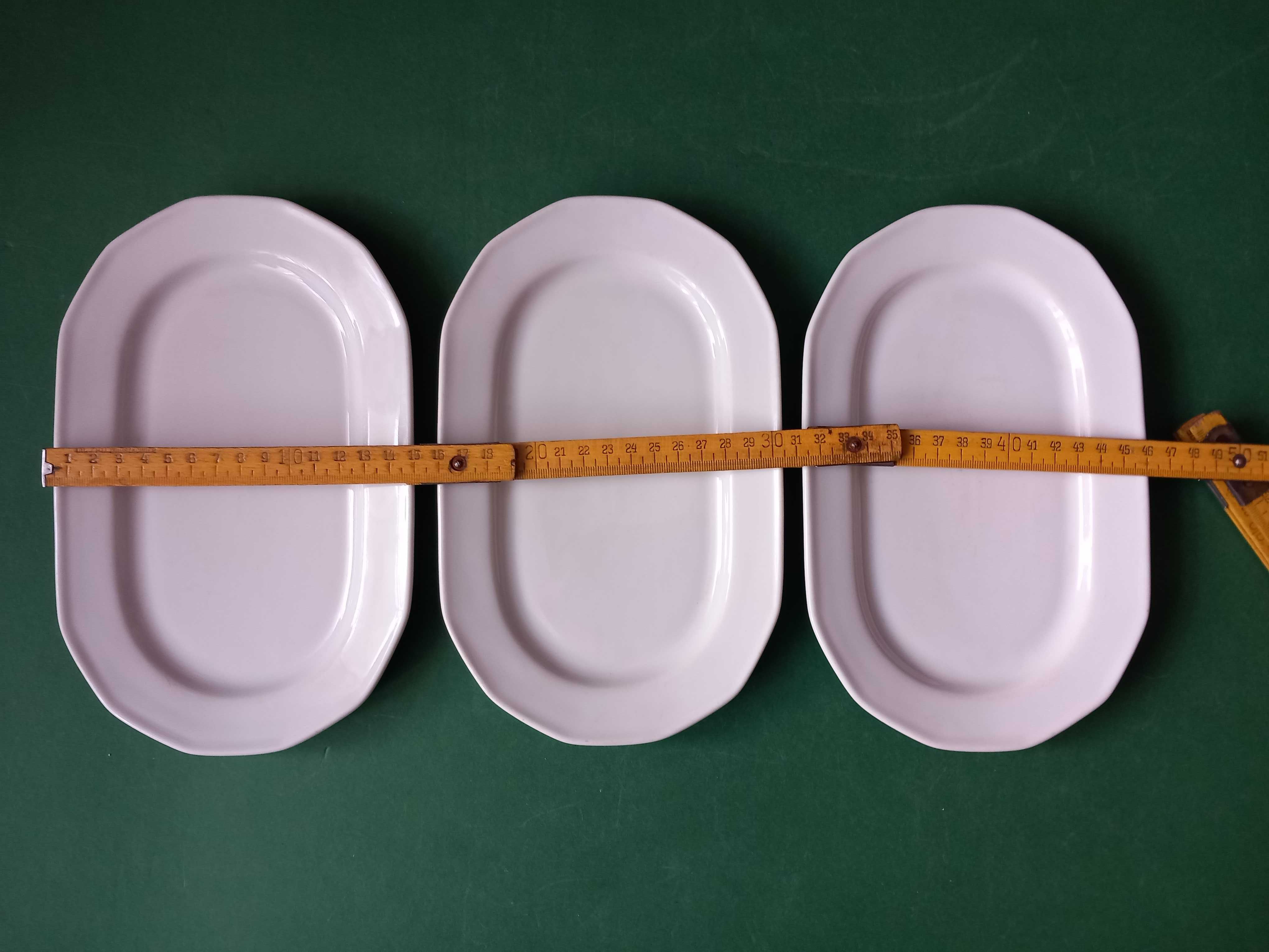 Małe półmiski biały porcelit Talerze podłużne 23,5x15x2 cm -3 szt.