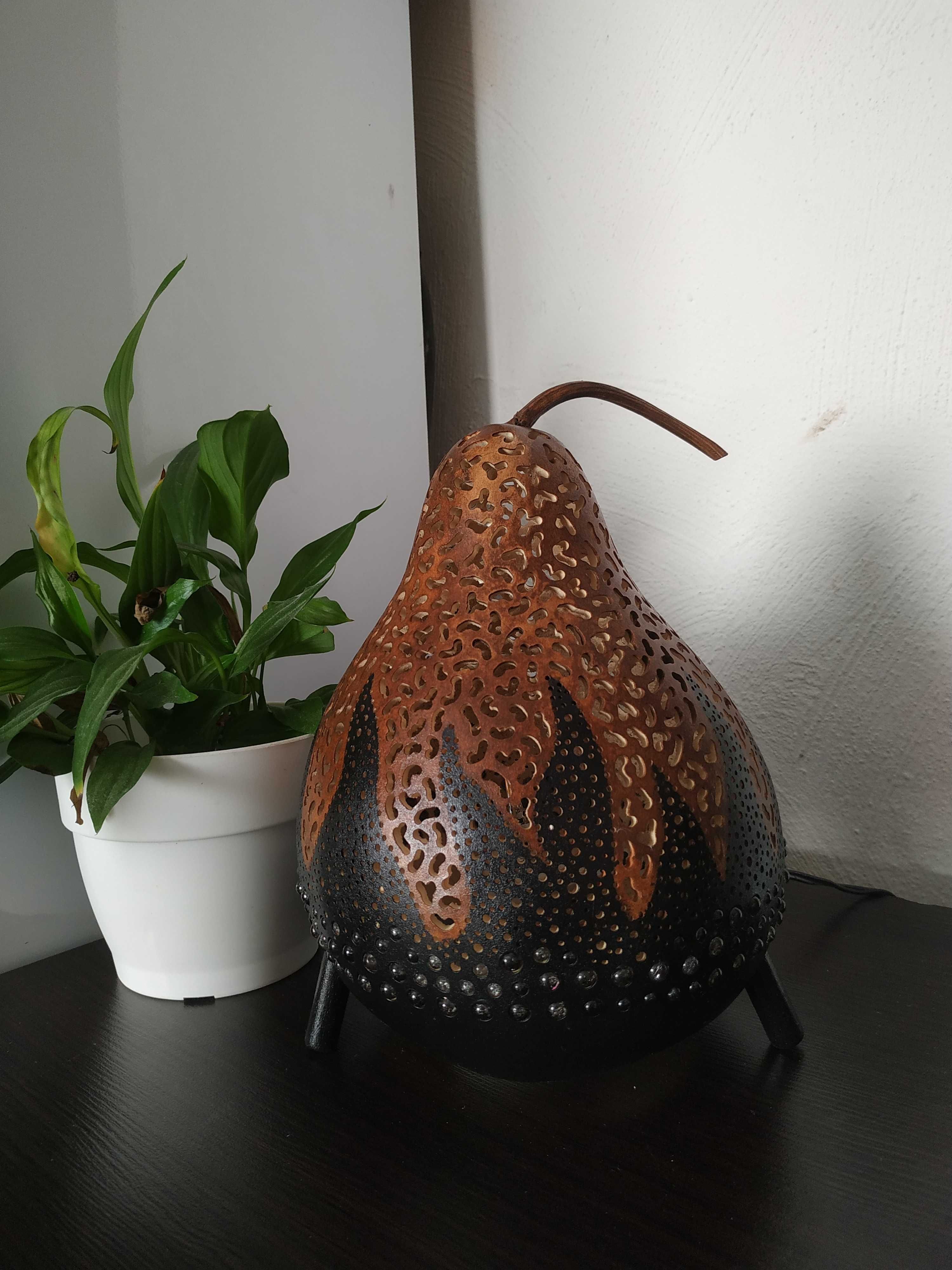 Lampa z tykwy, lampka z tykwy, rękodzieło, handmade