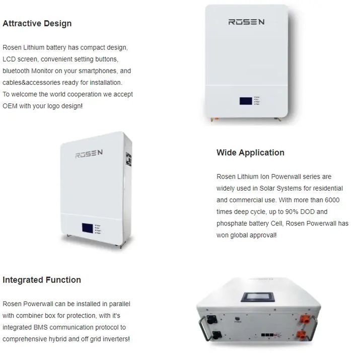 Акумуляторна батарея Rosen 48V 100ah 5kwh Lithium Powerwall