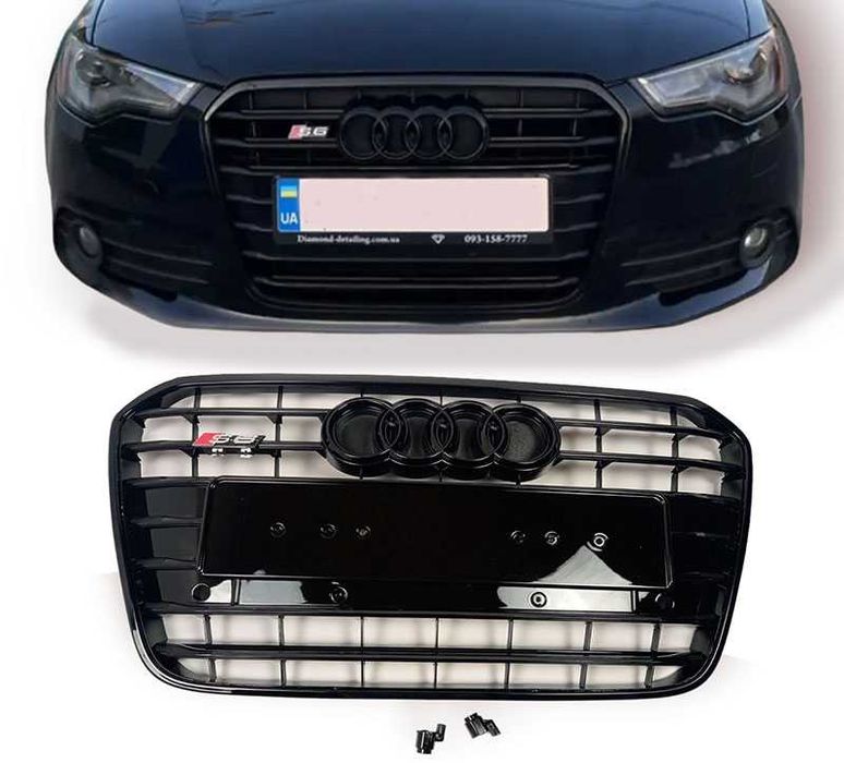 Чорна решітка радіатора Audi A6 C7 2011-2014 до рестайлінгу стиль S6