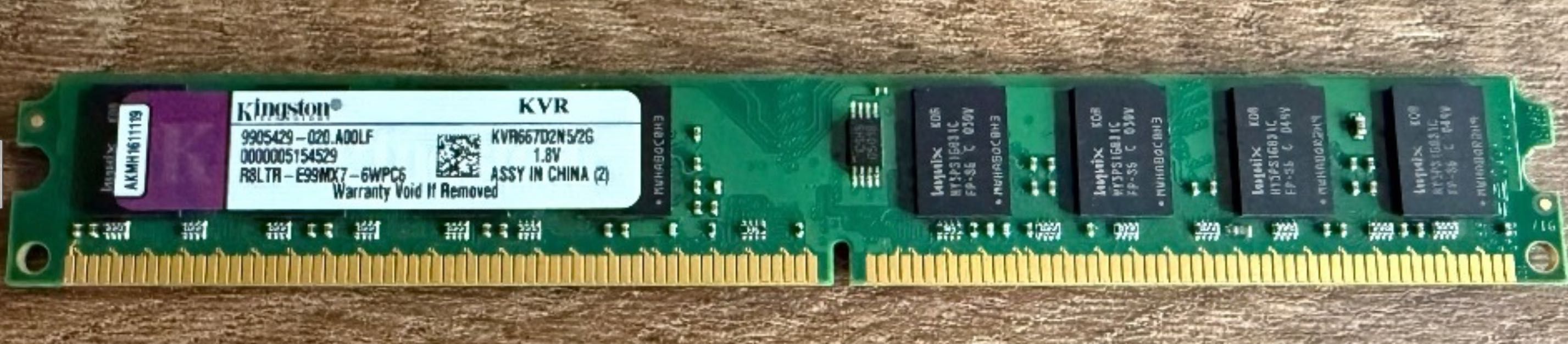Pamięć RAM Kingston DDR2 2048MB 667MHz CL5 (KVR667D2N5/2G)