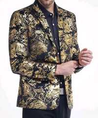 Blazer masculino com padrão preto e dourado NOVO