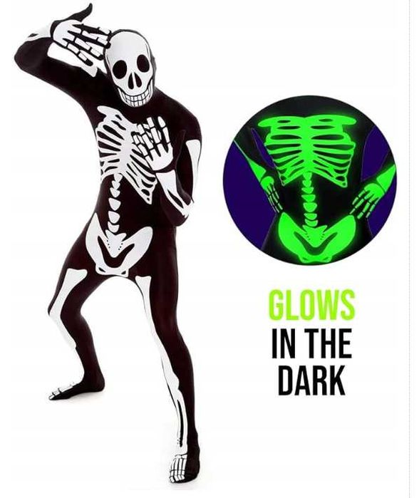 Strój szkieletor  kościotrup świecący w ciemności XXL  halloween