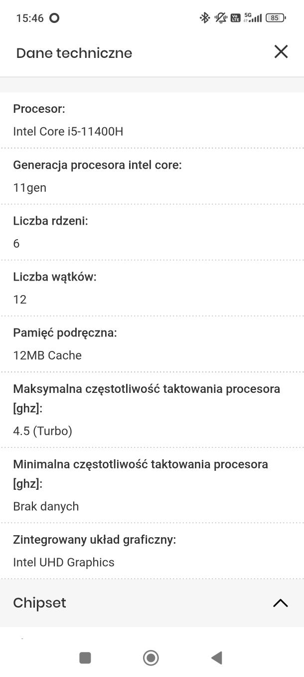 Sprzedam laptopa MSI GF63 THIN 11UC