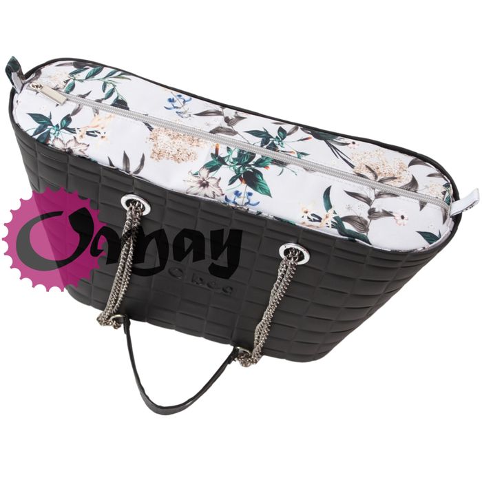 Szary organizer do OBAG URBAN MINI bzy konwalie 2 kieszenie wkład OMAY