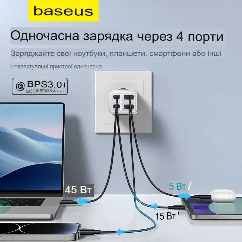 Зарядное устройство Baseus Gan 6 Pro 65W 2USB+2Type-C | PD3.0 |