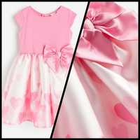 H&m Reserved nowa sukienka rozkloszowana kokarda różowa serce 122 128