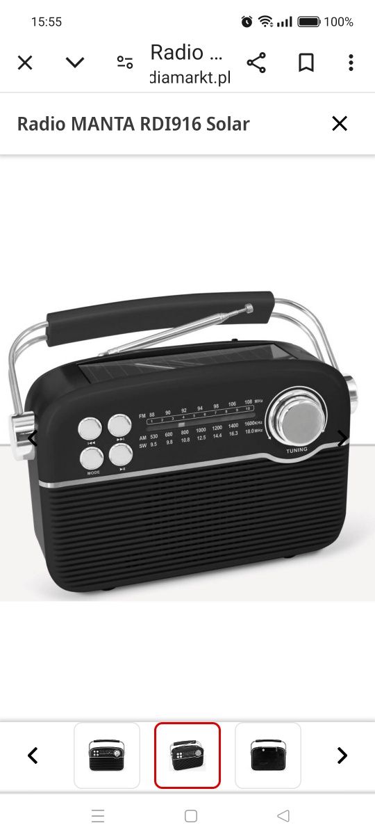 Radio MANTA RDI916 Solar z Bluetooth,USB i micro SD