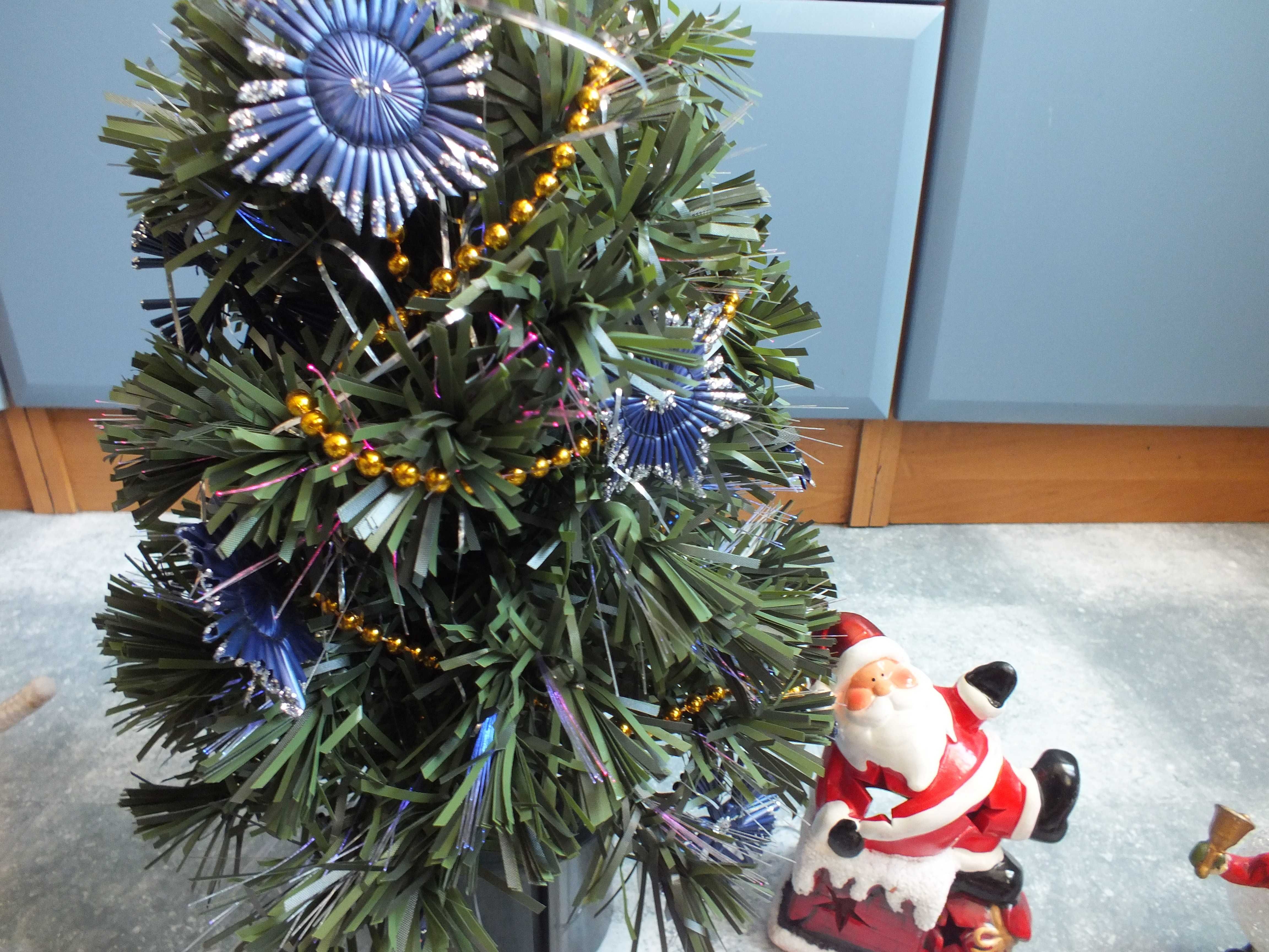zestaw ozdoby świąteczne choinka 43cm gałązki LED, Mikołaj sznur