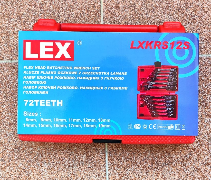 Набір ключів 12 од ріжково накидних з тріскачкою LXKRS12S на кардані