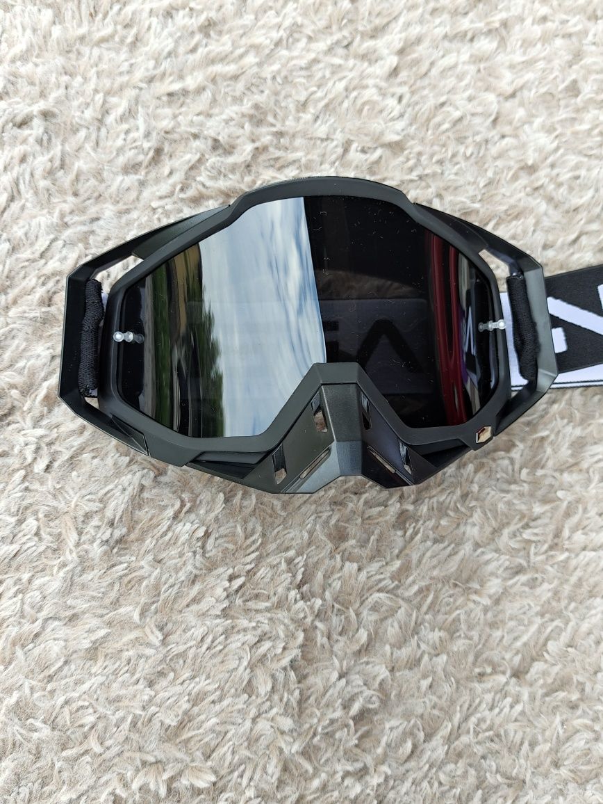Czarne okulary gogle google motocyklowe Cross Quad Enduro Do kasku