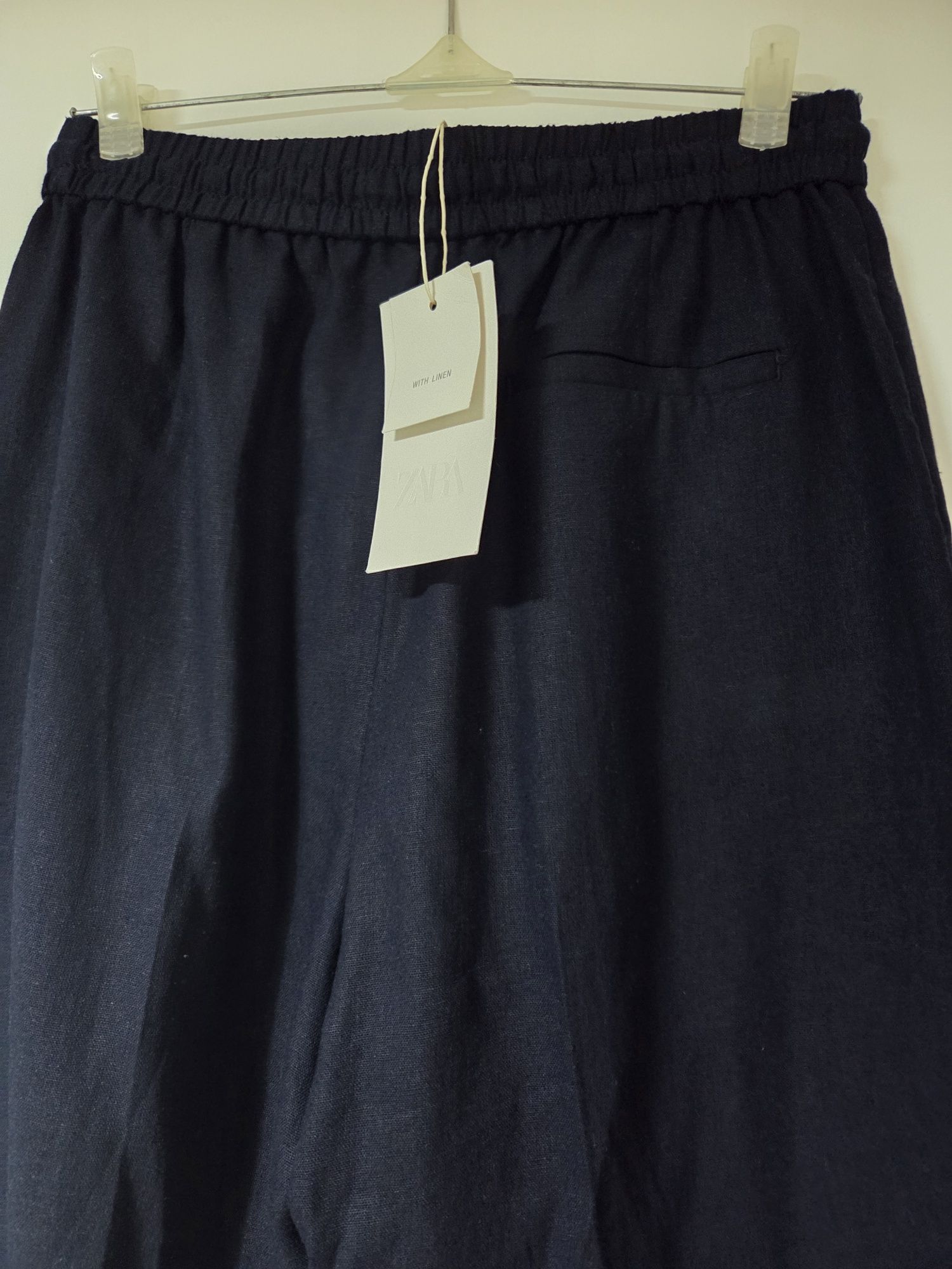 Нові лляні брюки Zara темно сині.