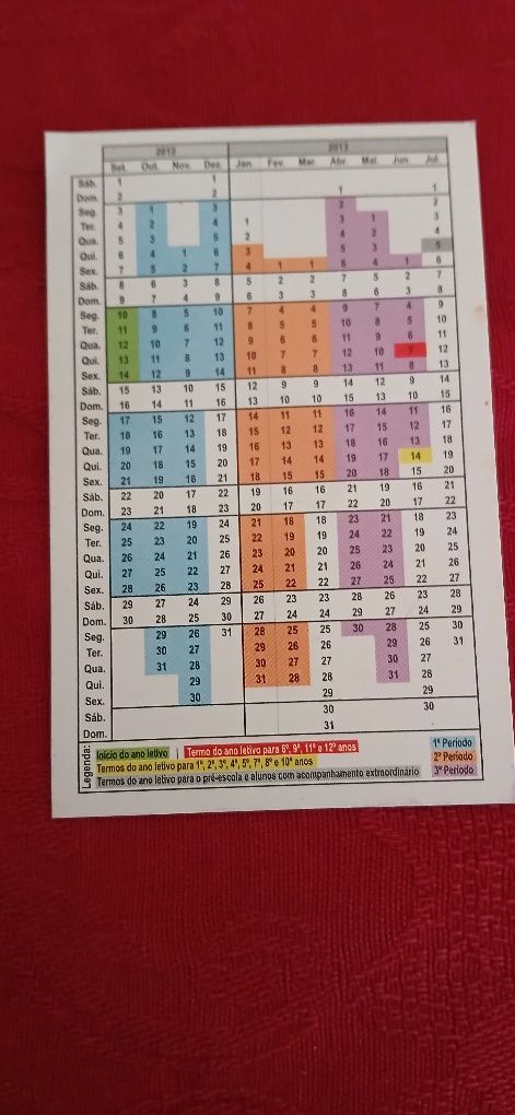 Calendário escolar 2012/2013