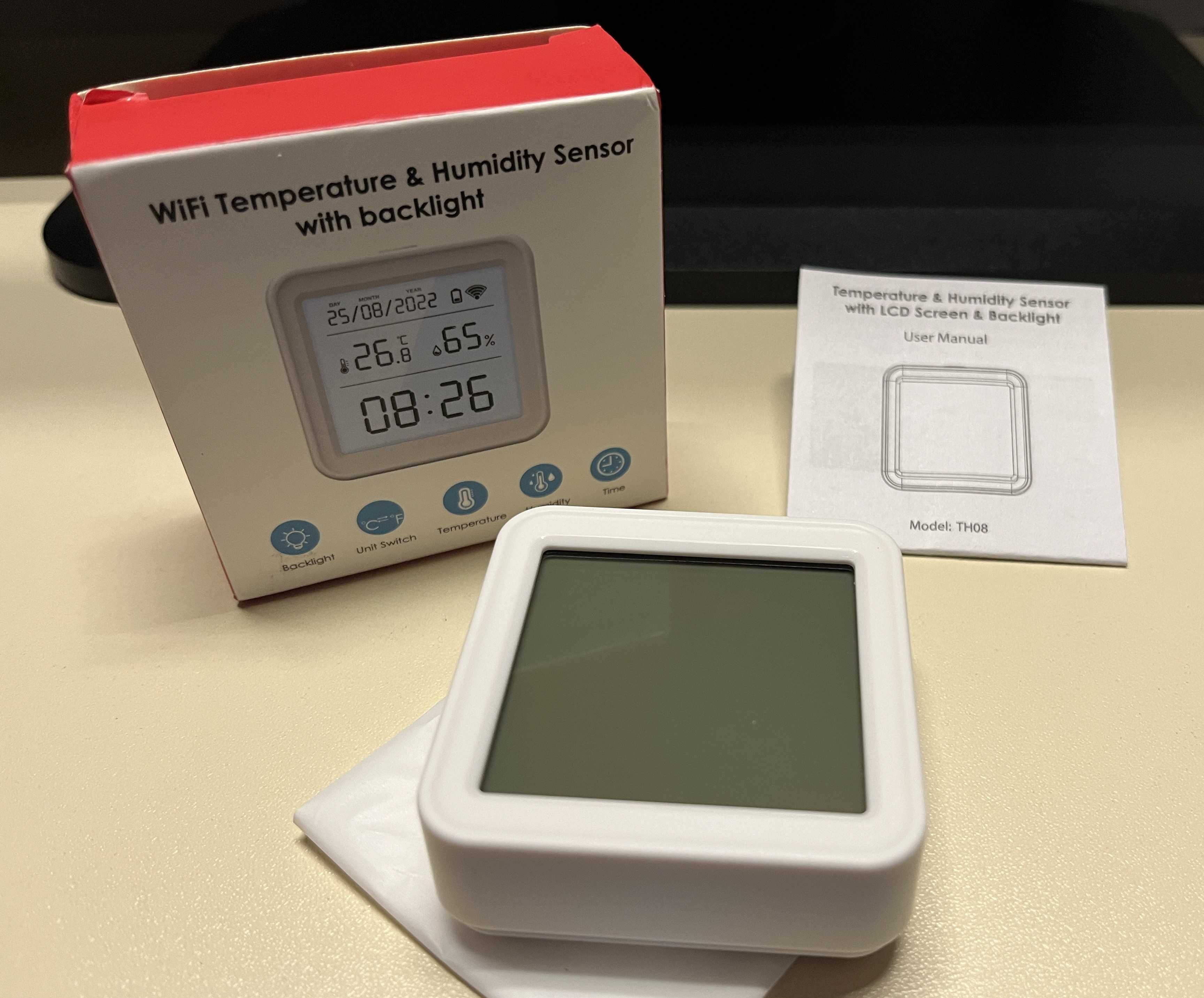 Termometr Higrometr Czujnik TH08 LCD TUYA Smart WIFI BT Google Alexa