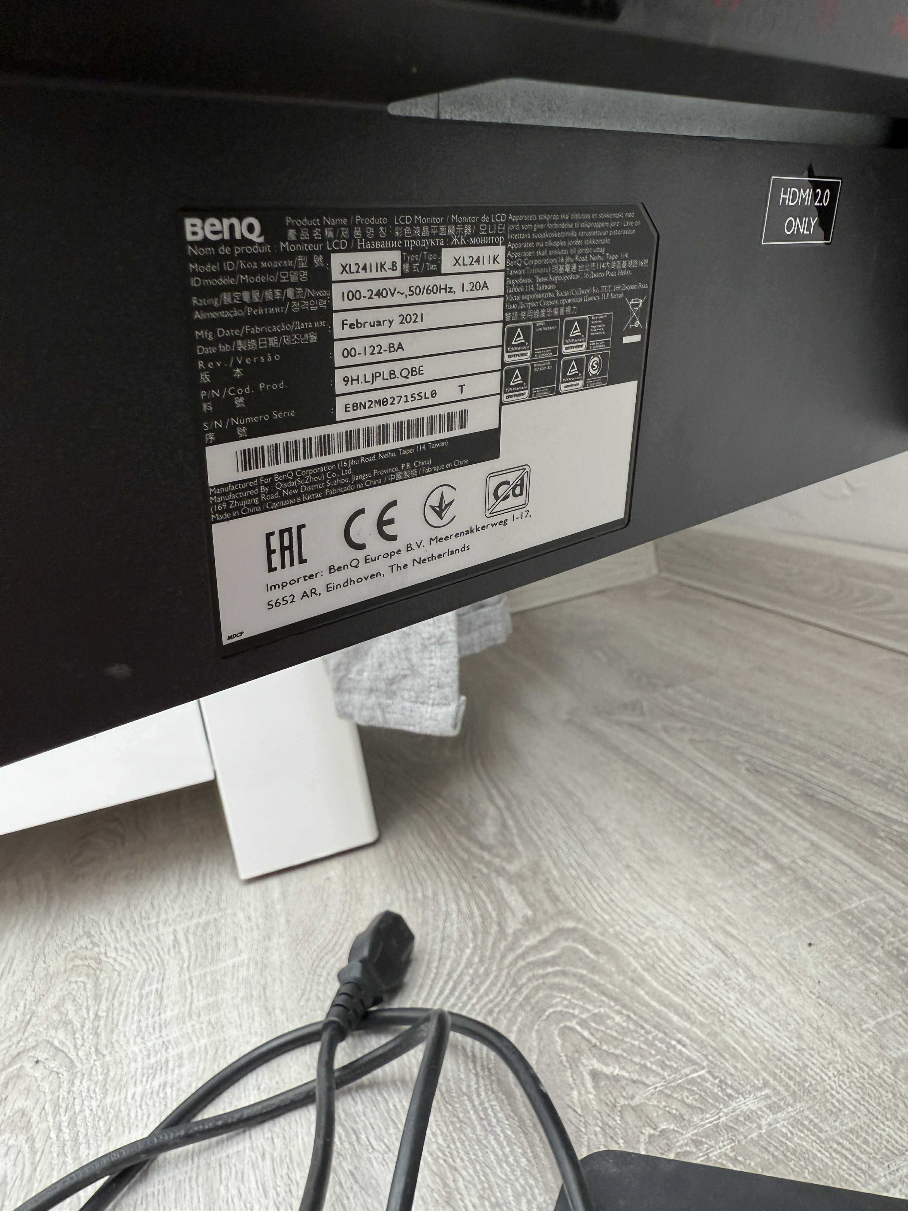 Monitor BenQ XL2411K 144Hz 1920x1080 24'