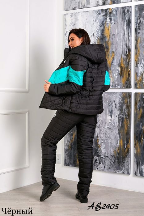 Зимовий жіночий теплий лижний костюм. Батал