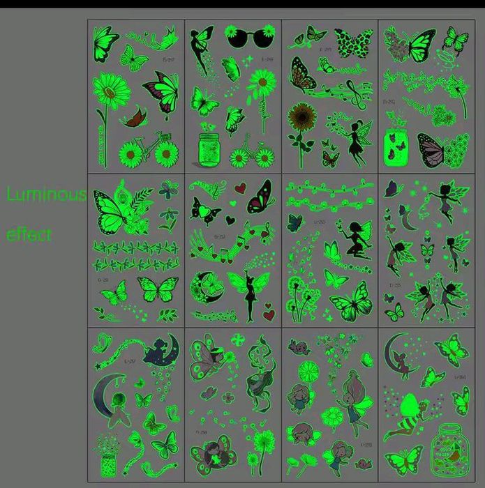 Тимчасово татуювання,світяться в темноті, для дітей.