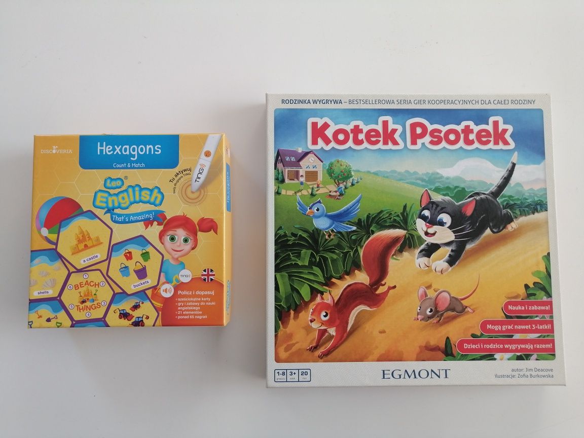 Kotek psotek + Heksagons Count and match gra planszowa angielski 3D