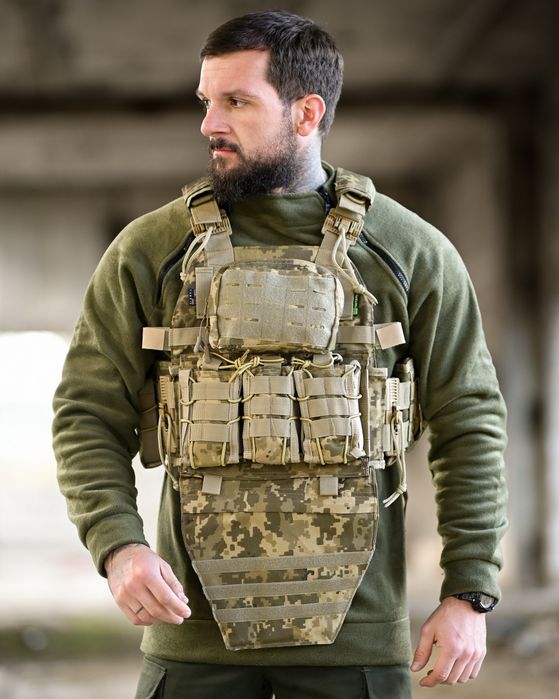 Плитоноска 7.62 розгрузка Sword піксель з напашником і підсумками