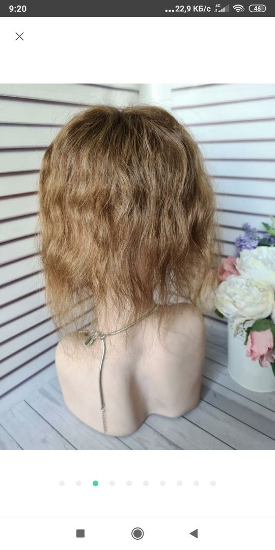 Накладка топпер макушка полупарик натуральный волос