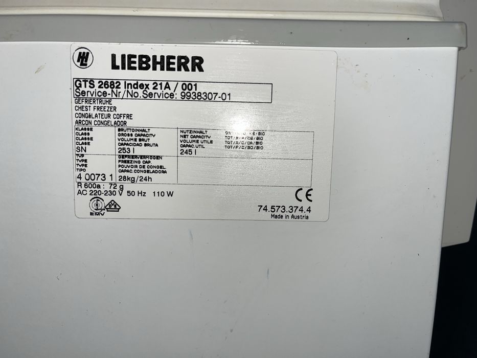 Zamrażarka klapowa Liebherr - 253 litrów