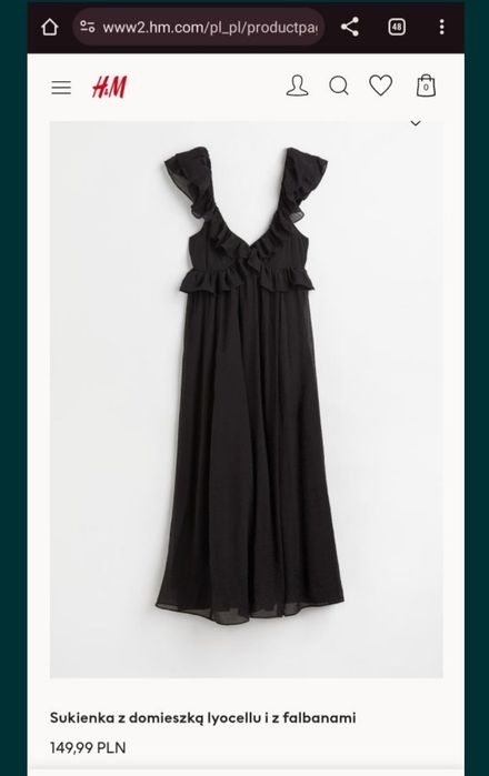 Czarna długa sukienka z głębokim dekoltem na plecach wiskoza