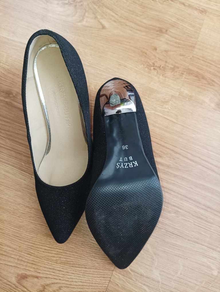 Czarne na obcasie eleganckie buty damskie rozmiar 36