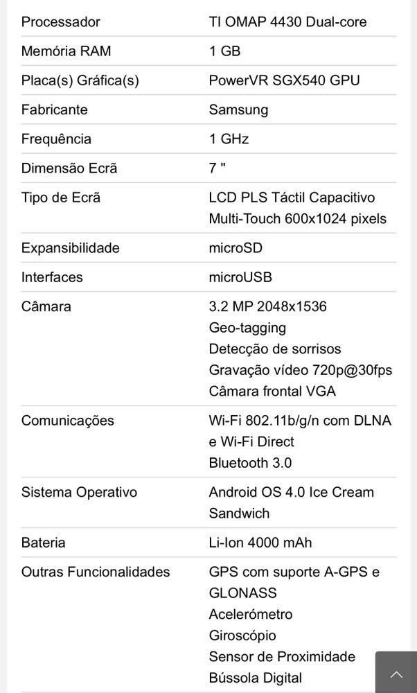 Tablet Samsung GT- p3110 8gb