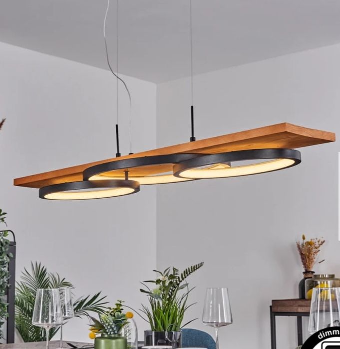 Lampa stołowa wisząca Led ecru Pompu
