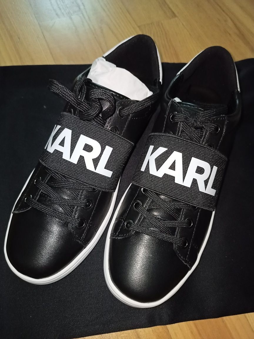 Karl Lagerfeld czarne sneakersy skórzane oryginalne na prezent Ursynów