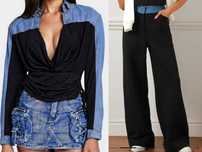 Azara Paris dres  szwedy + bluzka z jeansem łączone materiały