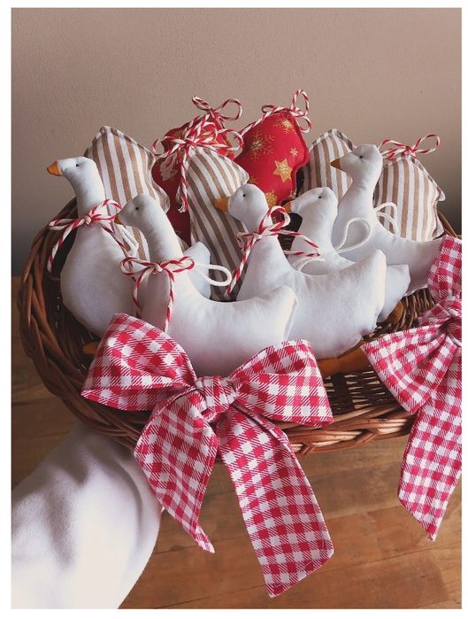 Ozdoby zawieszka świąteczna GĄSKI KOKARDA