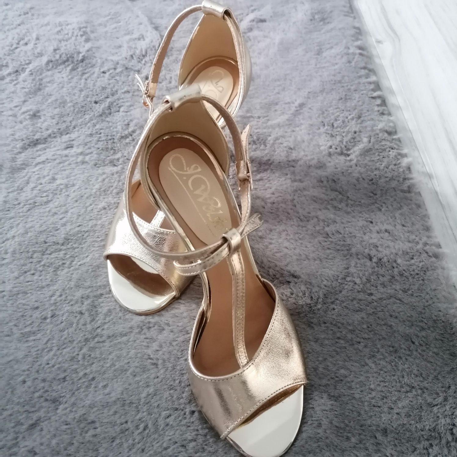 Buty sandały złote 36 J.WOLSKI skóra naturalna