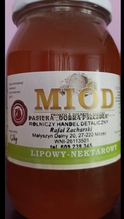 MIÓD LIPOWY  1,2 KG aromatyczny  zdrowy naturalny