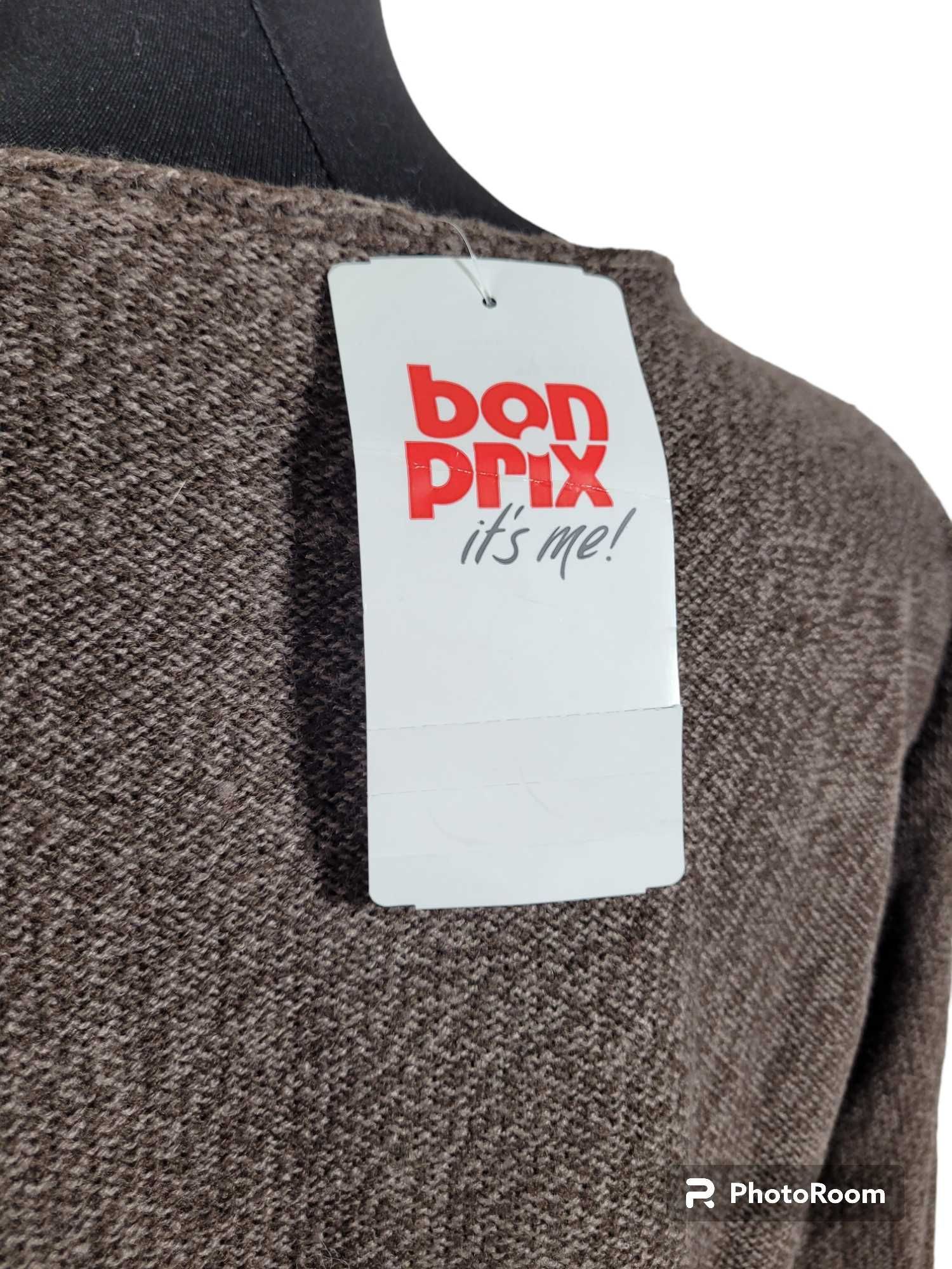 Nowy sweter BonPrix 36,S / 38,M melanż brązowy