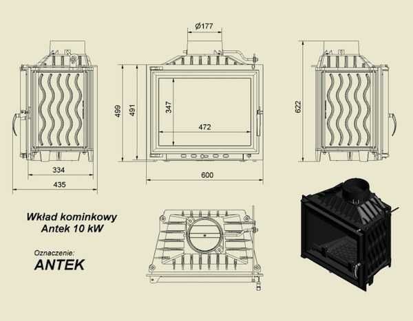 Камінна топка Kratki Antek  10kw (БЕЗПЛАТНА ДОСТАВКА)