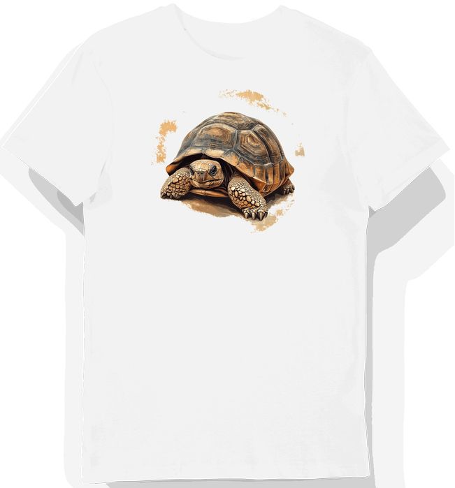 Koszulka męska biała z motywem żółwia na tle ziemi L