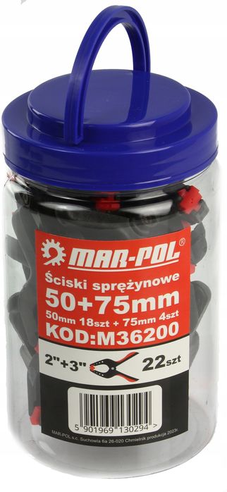 Ściski Sprężynowe Zaciski 50 + 75Mm Zestaw 22 Ele. Klipsy