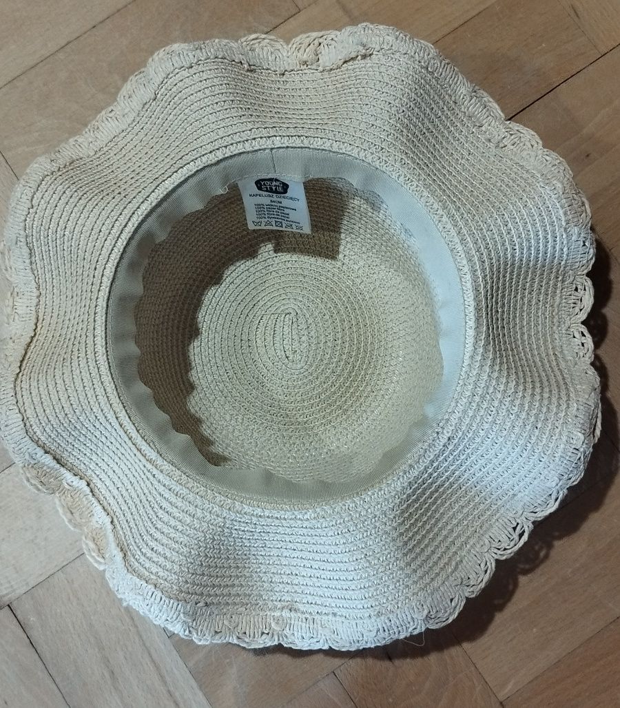 Kapelusz słomkowy dla dziewczynki 54 cm