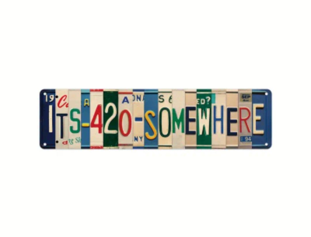 Placa estilo vintage "it's 4:20 somewhere"